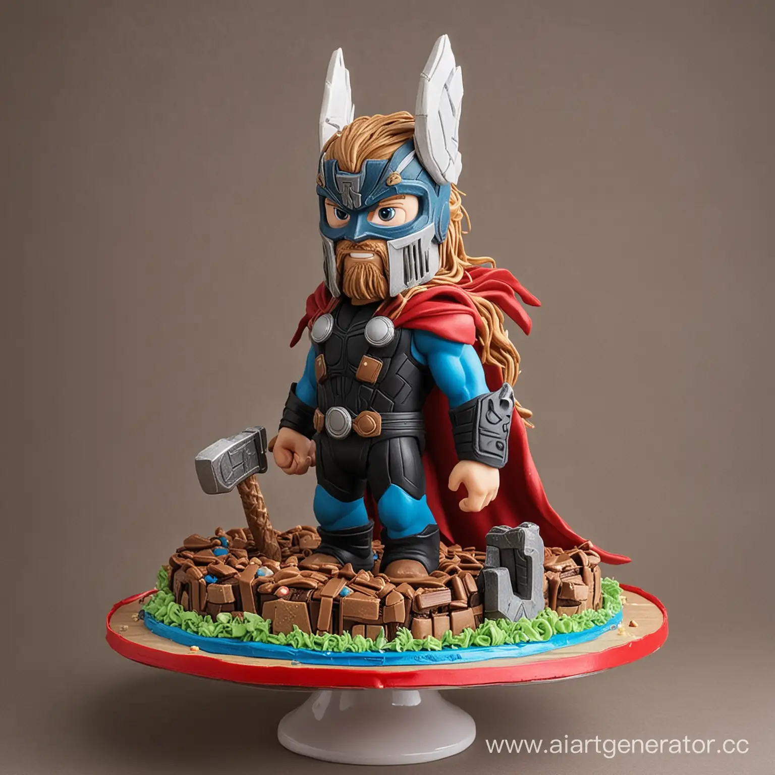 Thor-Marvel-Character-Enjoying-Sweet-Cake-Delight
