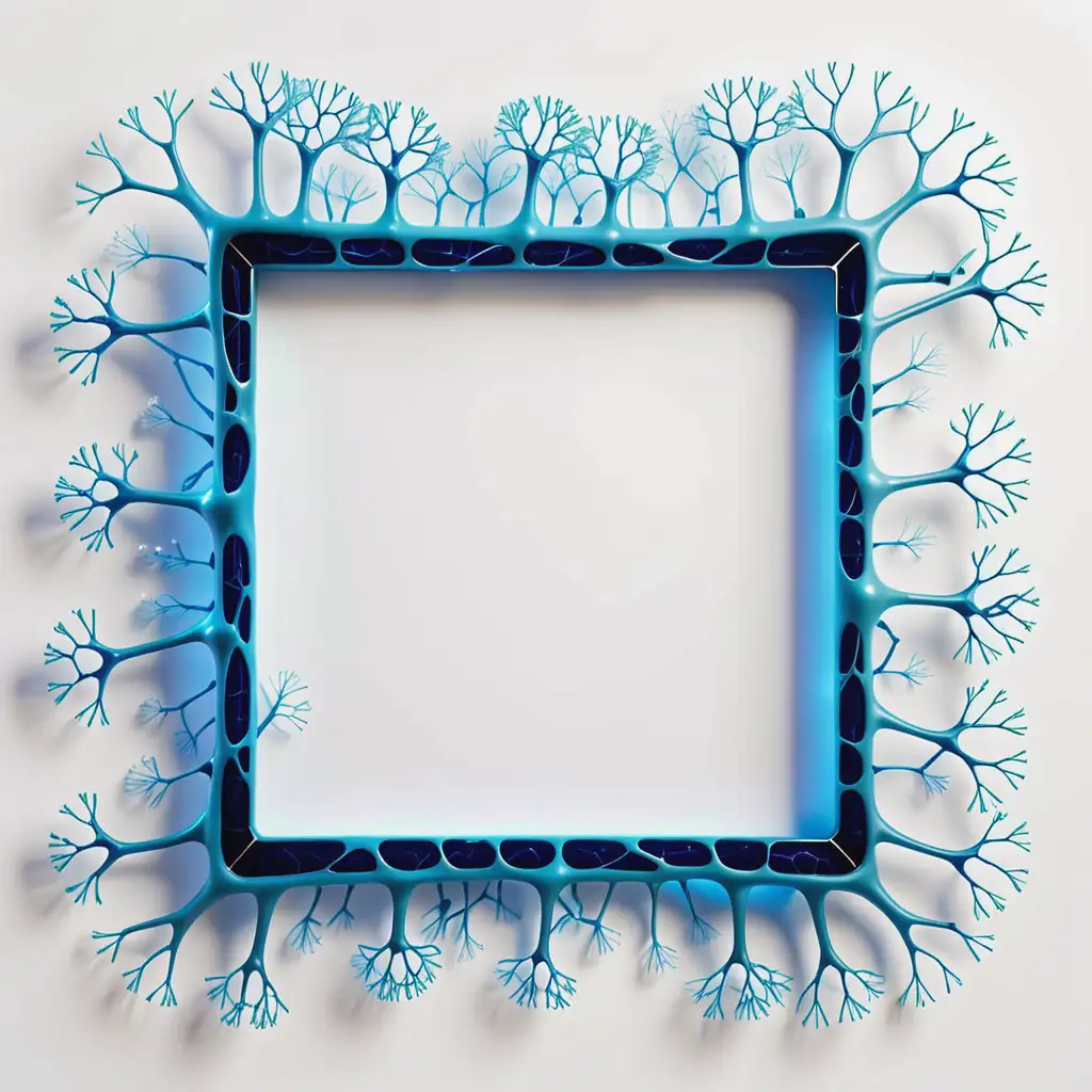 Rahmen aus nervenzellen blau mit weißem hintergrund
