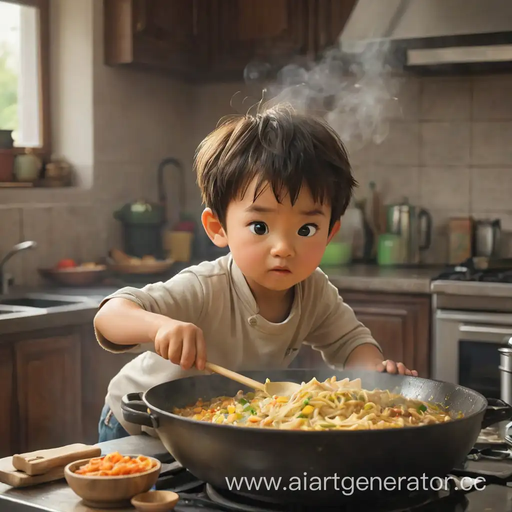 a little boy is doing his homewok