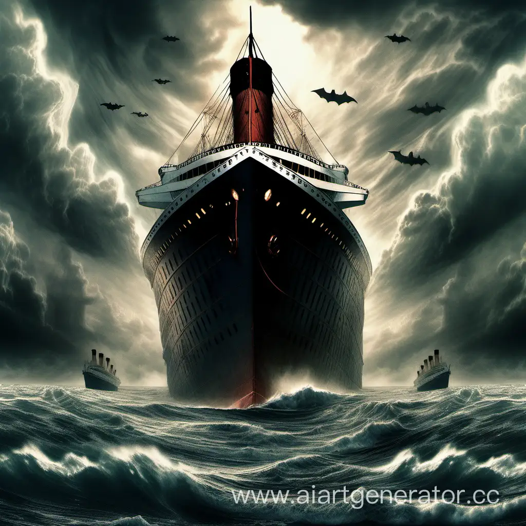 titanic sinking while demons in the sky watch