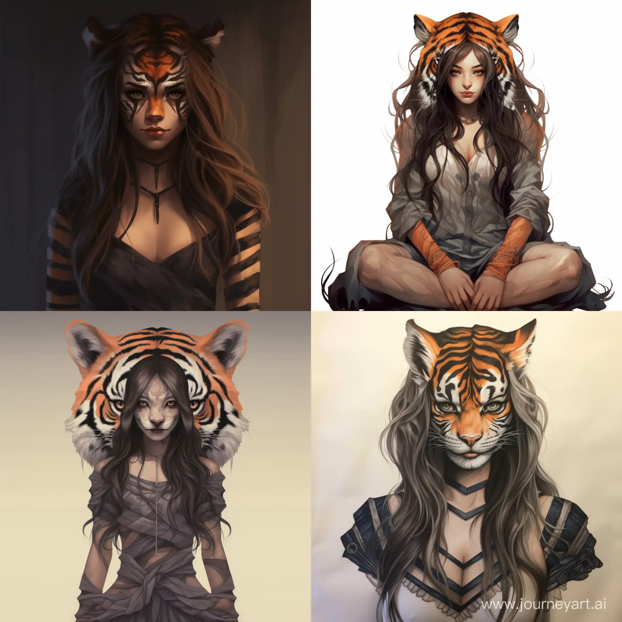Enchanting-Tiger-Girl-Illustration-with-Striking-HumanTiger-Fusion