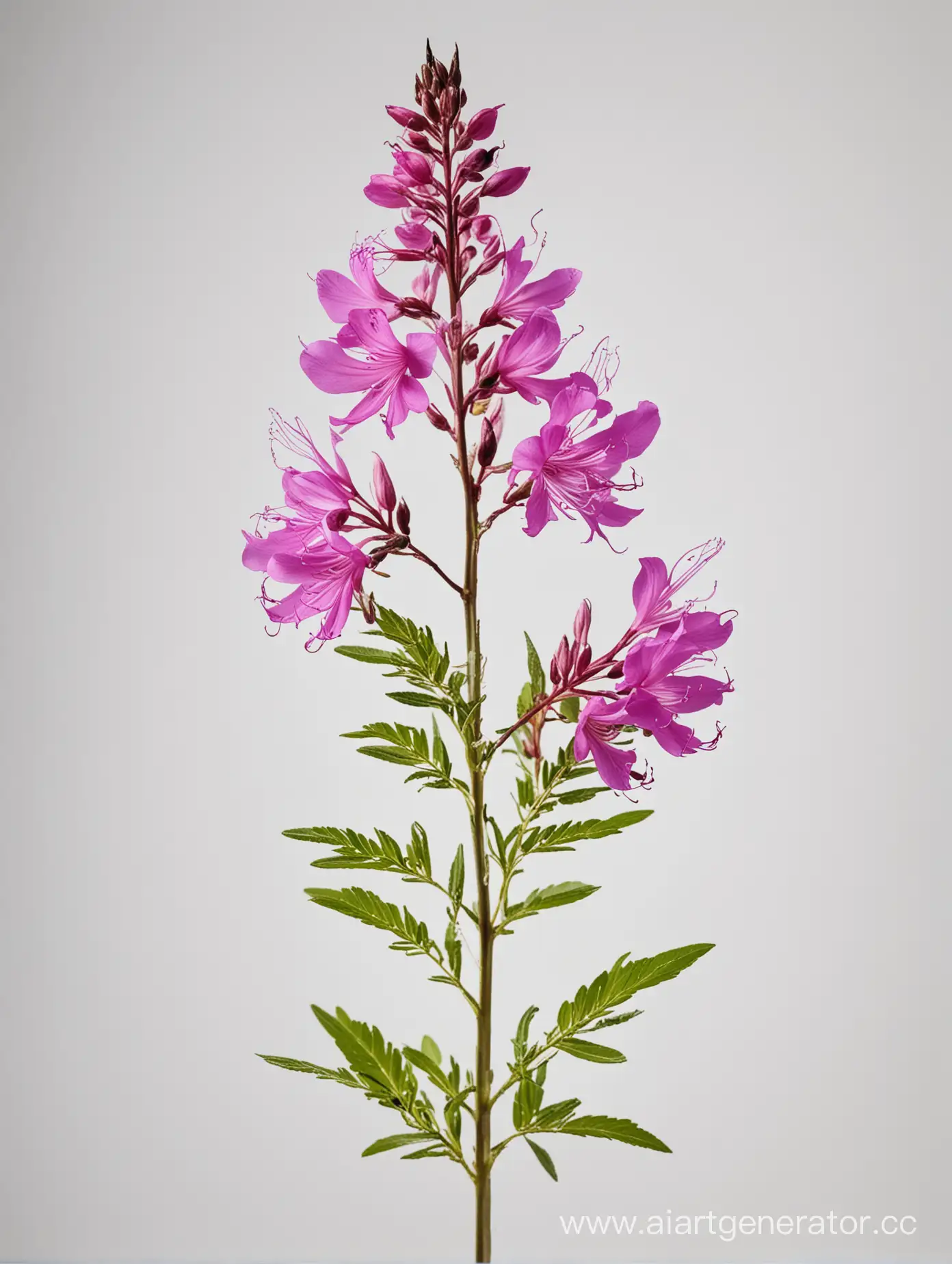 CloseUp-Vibrant-Fireweed-Wildflower-on-White-Background