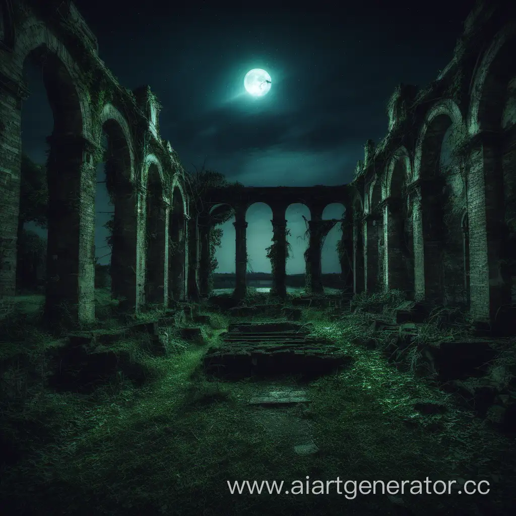Enchanting-Night-Scene-Nature-Embracing-Ancient-Ruins