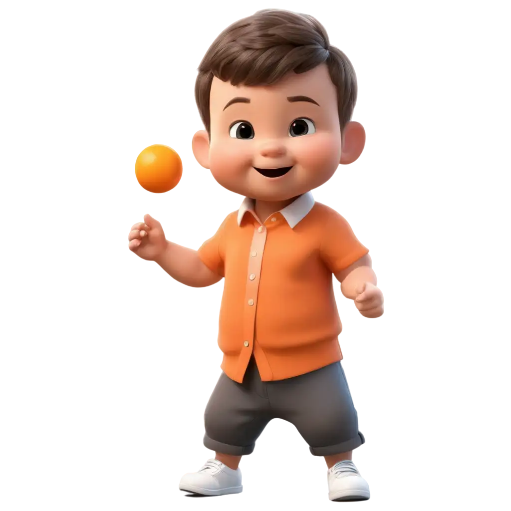 Cute 3 Month Baby with Orange Shirt and Shirt 3D Model