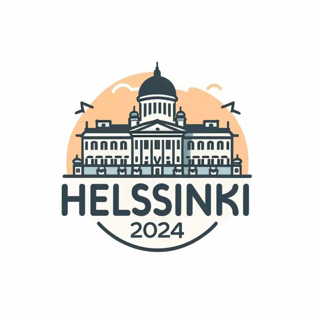 logo, Summer at Helsinki with historical building, with the text "Helsinki 2024", typography, be used in Travel industry