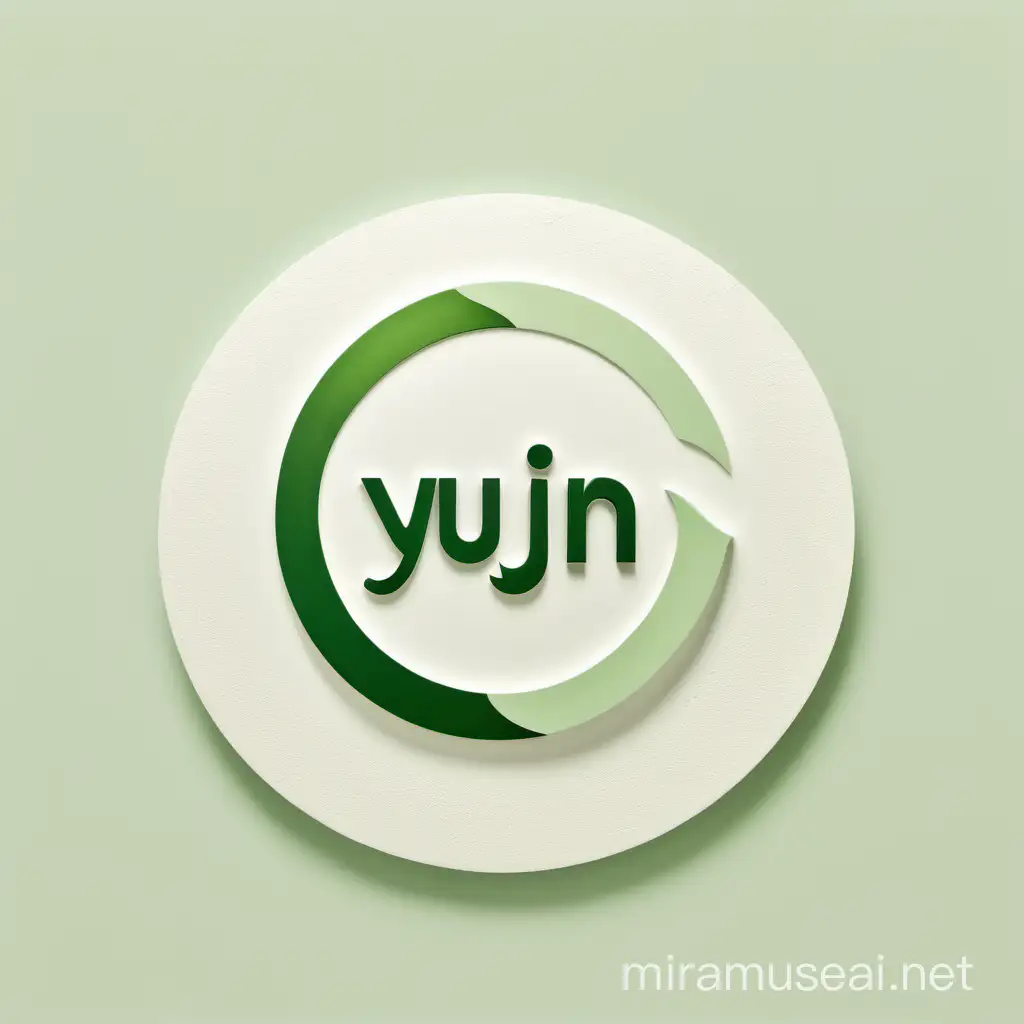 Minimalist Interior Decoration with Yujin Logo in White and Light Green