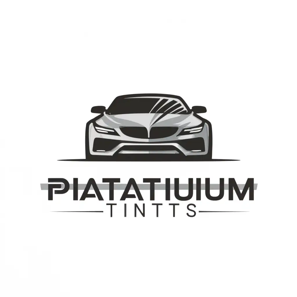 a logo design,with the text "Platinum Tints", main symbol:Car outline,Moderate,clear background