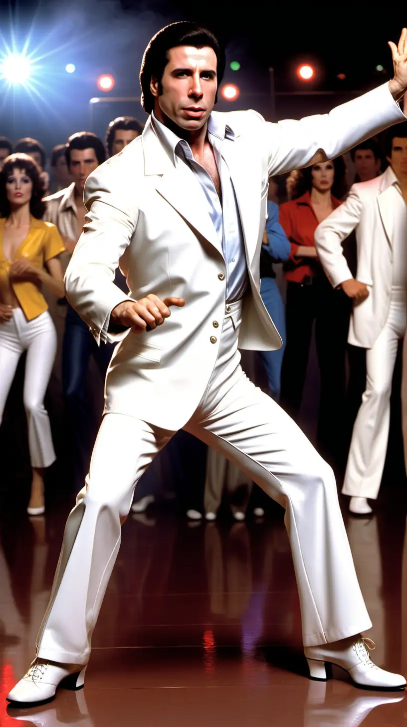 HyperRealistic Depiction of John Travolta Dancing in Saturday Night Fever