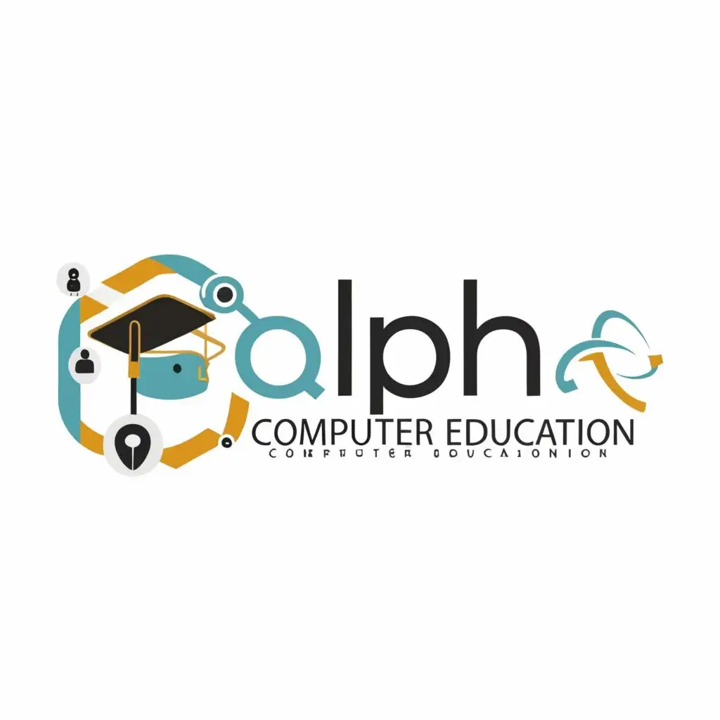logo, computer education, with the text "Alpha computer education", typography, be used in Education industry