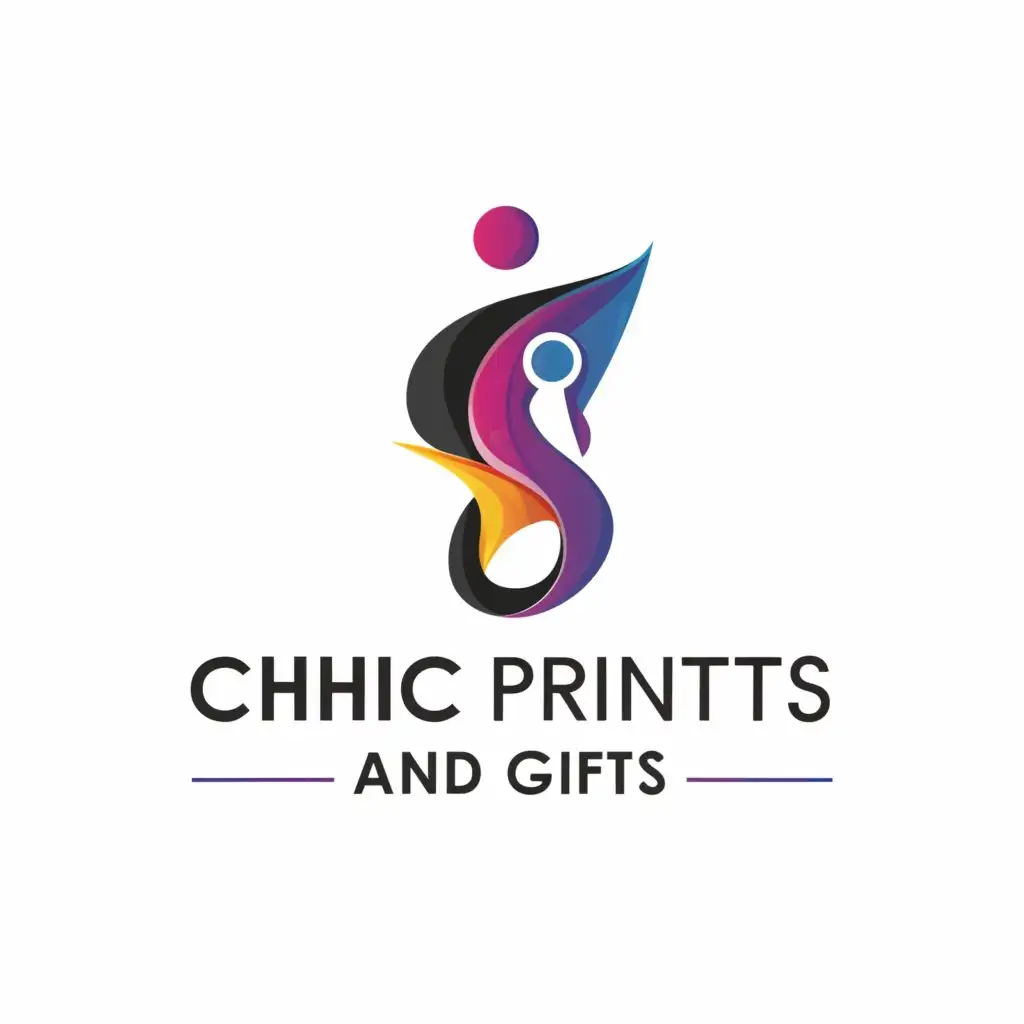 a logo design,with the text "Chicprints_and_gifts", main symbol:Human,Minimalistic,clear background