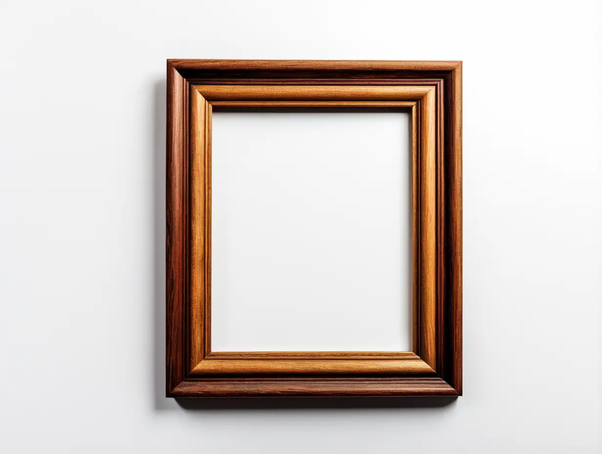 Minimalistic Wooden Frame on Clean White Background