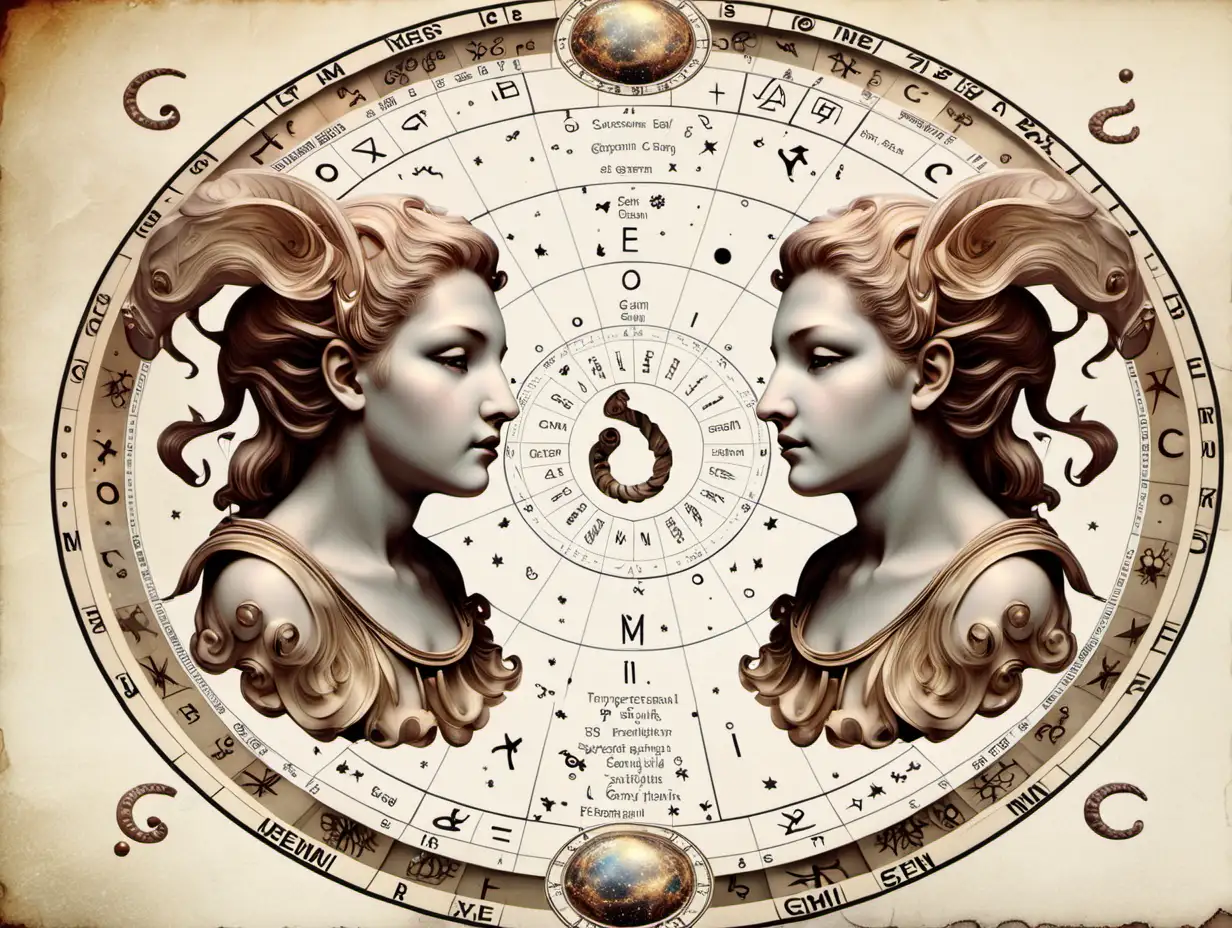 Enchanting Zodiac Gemini Twins in Celestial Harmony