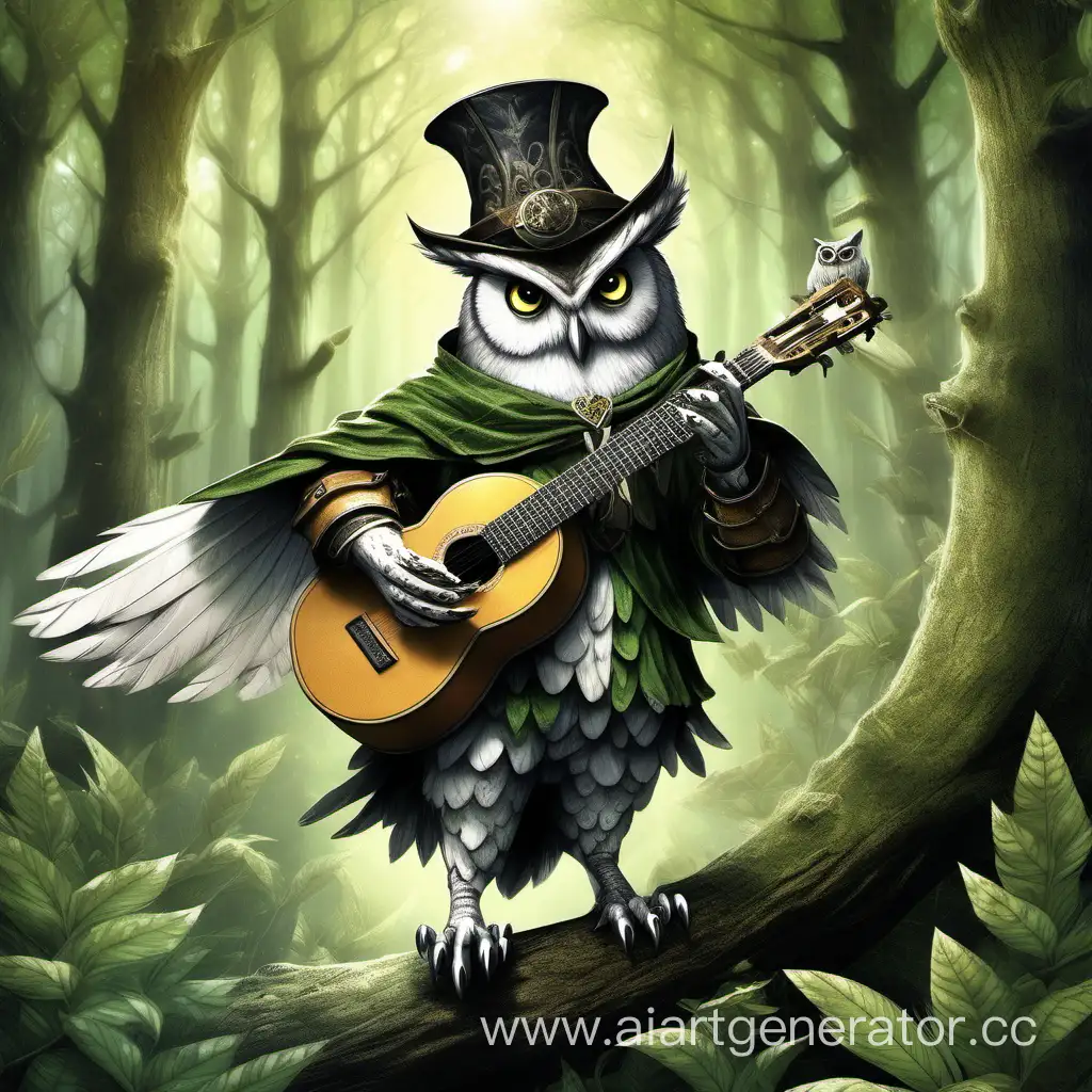 OwlMan-Playing-Lute-in-Enchanted-Forest