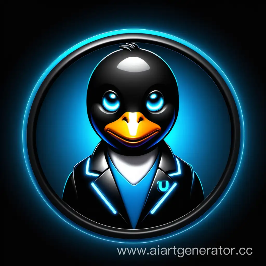 Futuristic-Linux-Tux-Avatar-Blue-Neon-Cybernetic-Penguin-in-a-Black-Skin