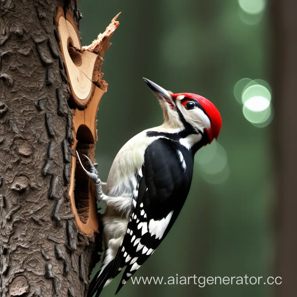 High-Definition-Woodpecker-Cryptographer-Knocks-on-Tree