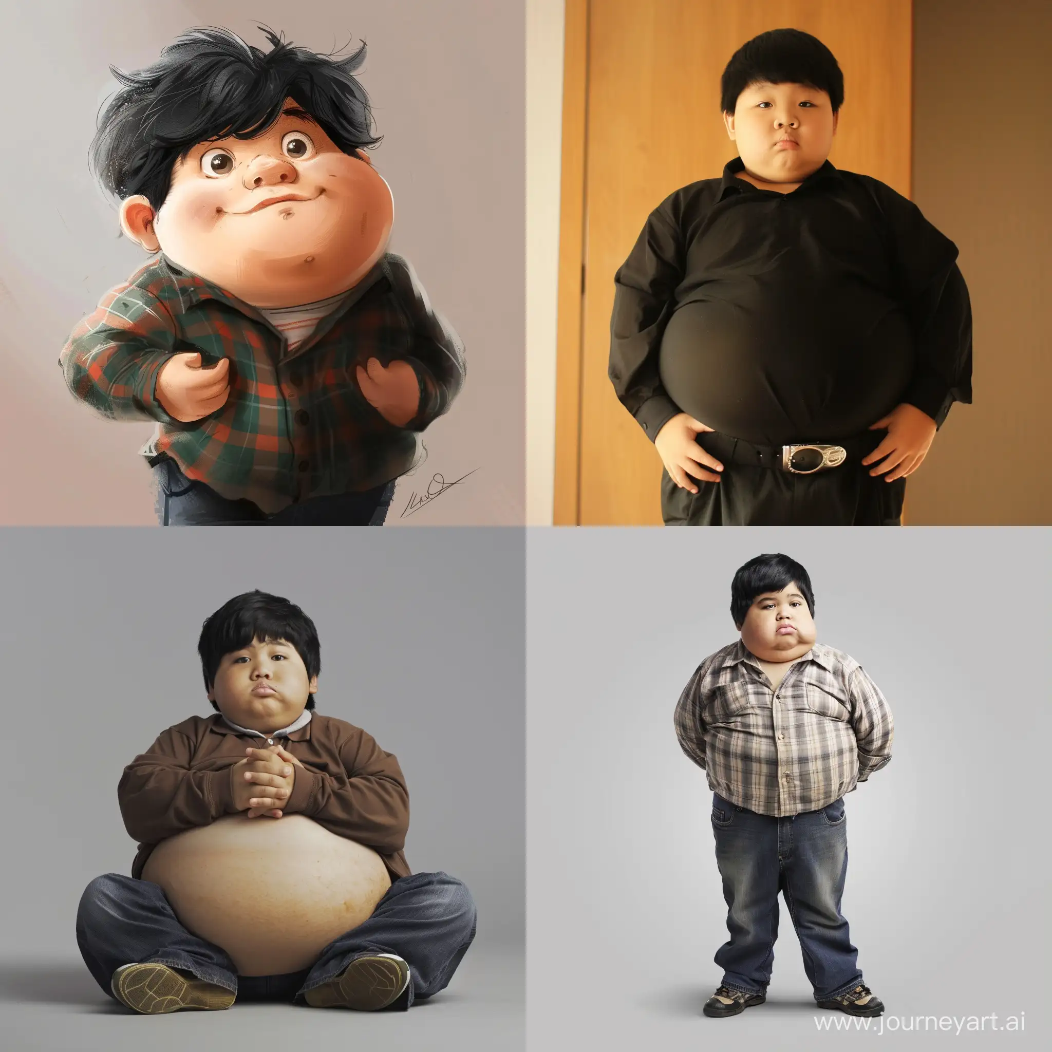 Chubby-Boy-with-Black-Hair-Celebrating-His-Uniqueness-AI-Generated-Image