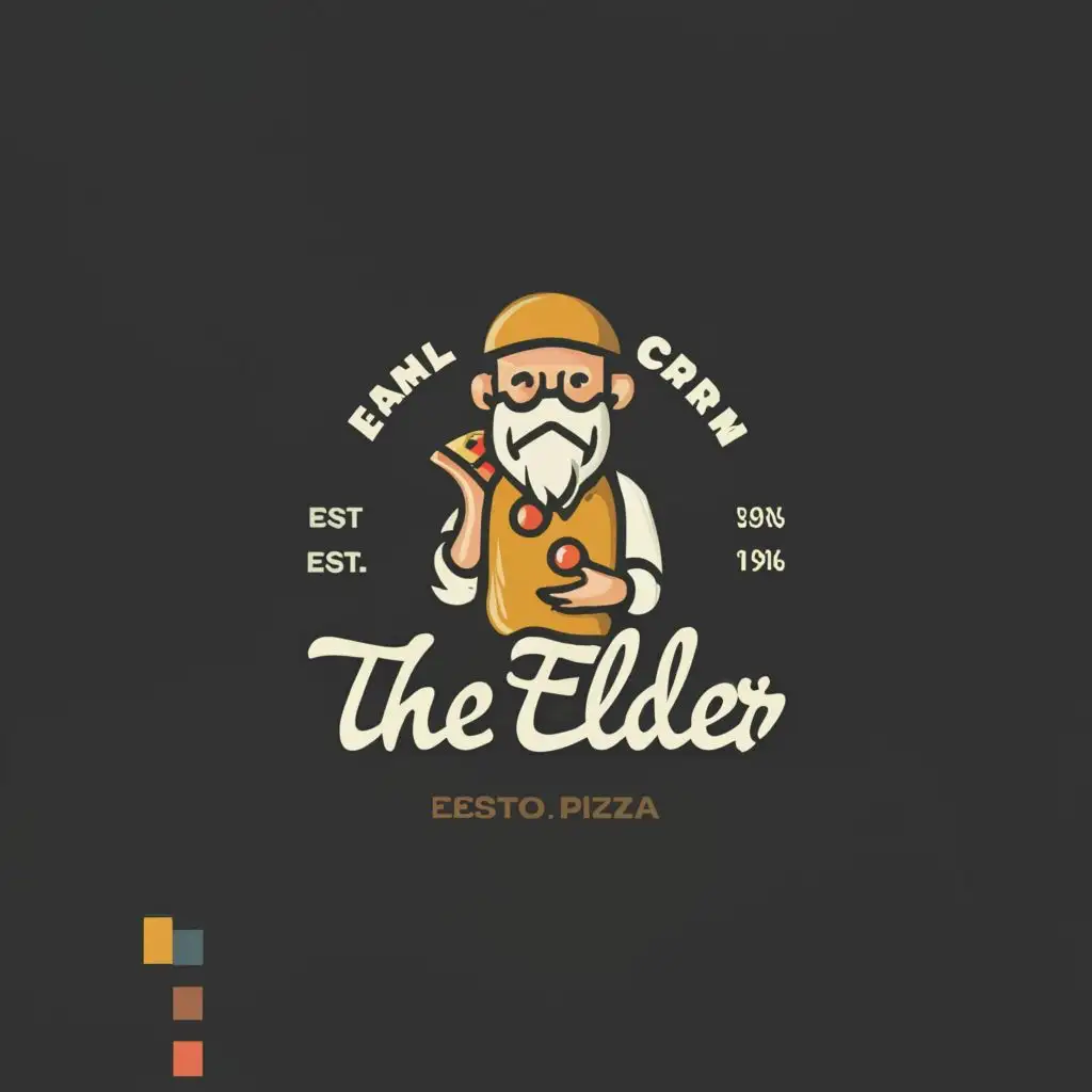 a logo design,with the text "The Elder", main symbol:Old man making pizza cone,Minimalistic,be used in Restaurant industry,clear background