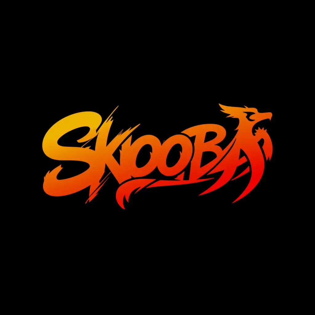 a logo design,with the text "SkooBa___", main symbol:A dragon/ A wolf,Moderate,clear background