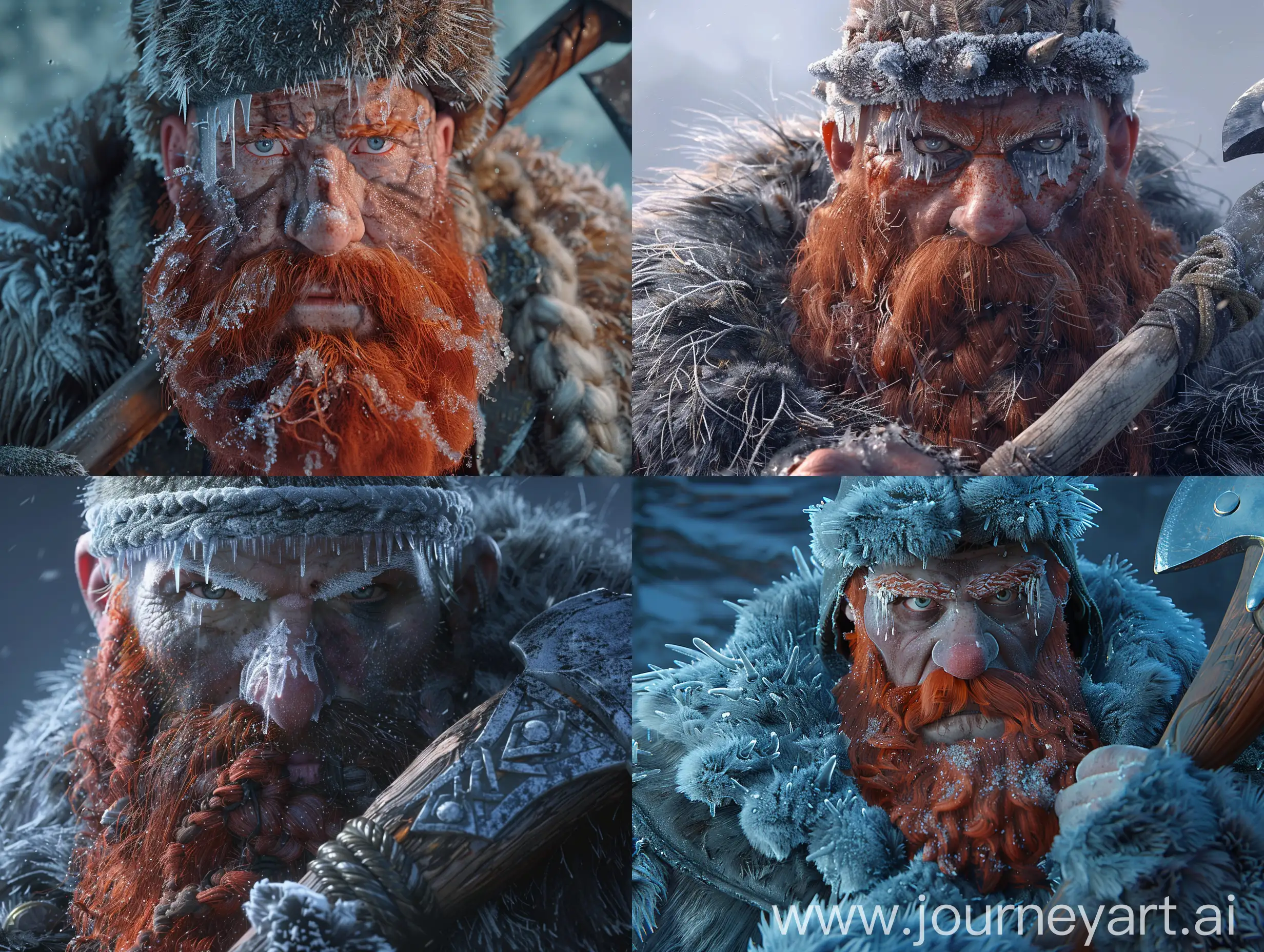 Frosty-Bearded-Man-in-Fur-Coat-Gripping-Axe