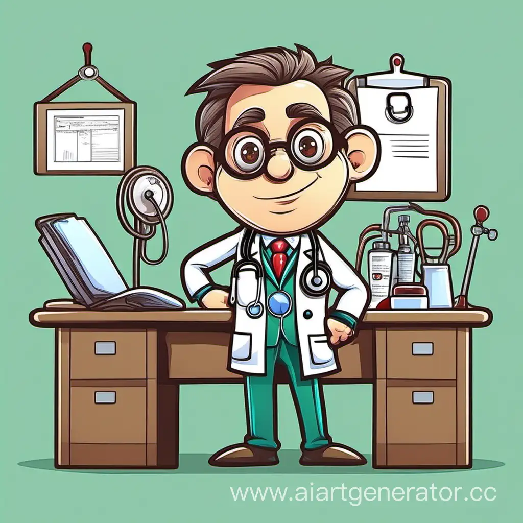 Cartoon doctor workds