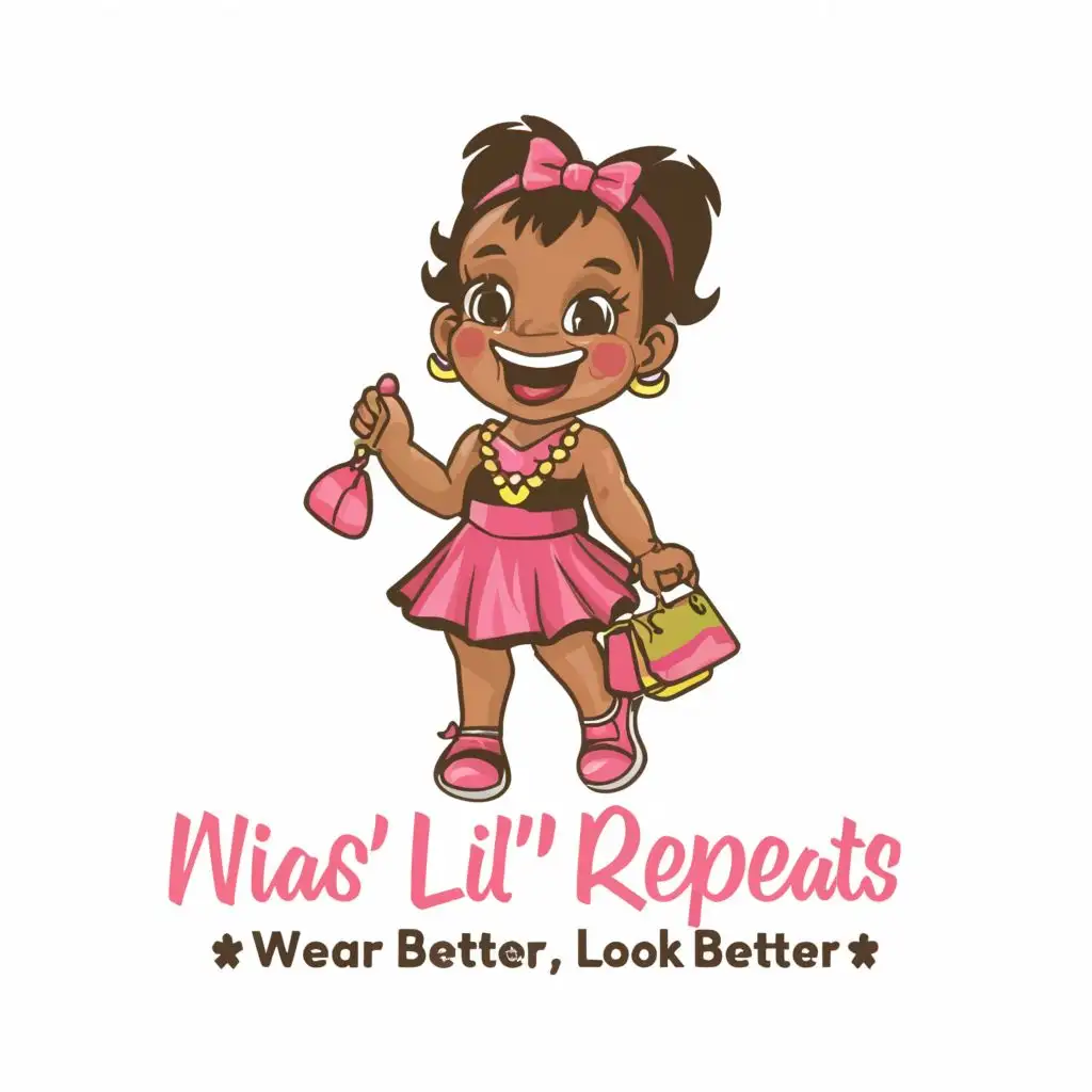a logo design,with the text "Nia's Lil' Repeats Wear Better, Look Better.", main symbol:2 year old girl