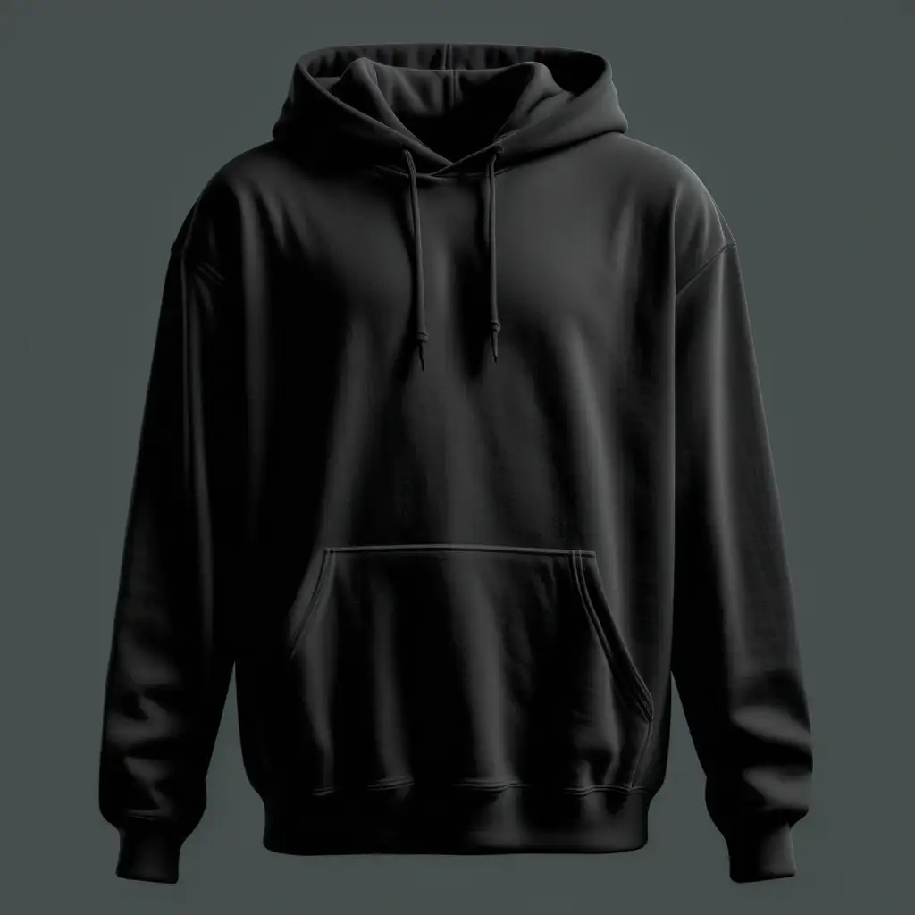 generate an image of high defination photo of a hoodie black colour ghosted
