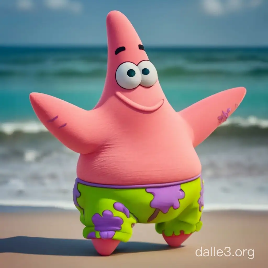 Cheerful SpongeBob SquarePants Character Patrick Star | Dalle3 AI