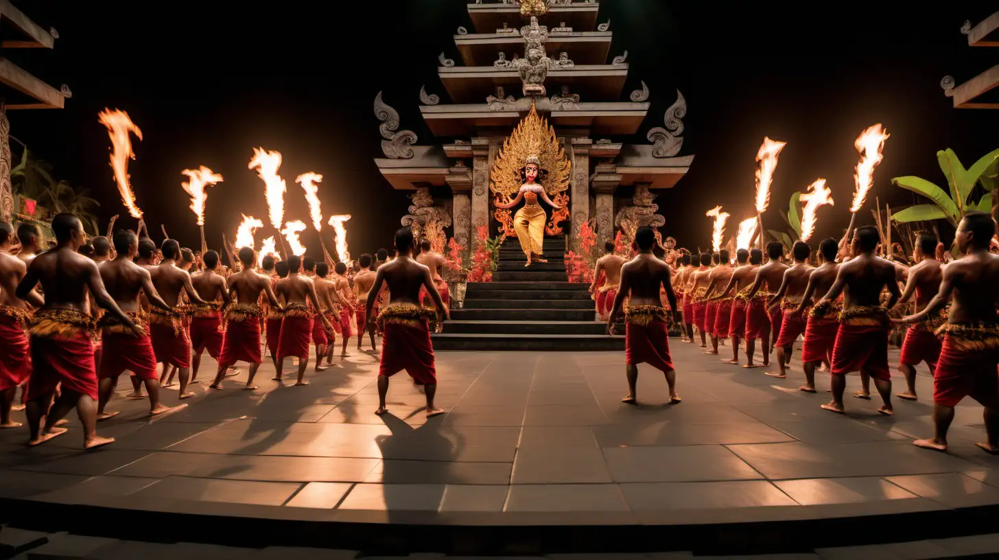 Majestic Balinese Kecak Dance Performance on Luxurious Bali Themed Stage