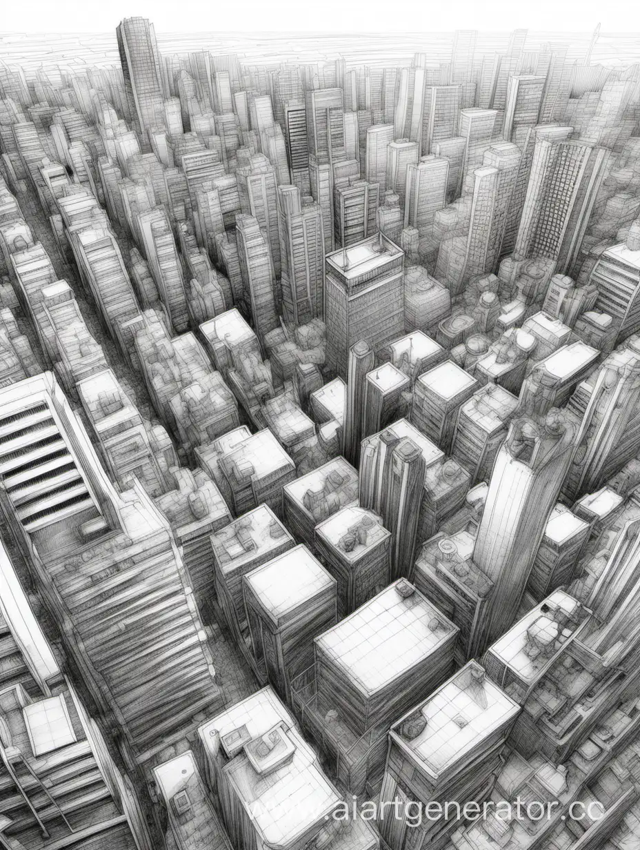 Urban-Landscape-in-Monotone-Pencil-Manga-Style-City-View-from-Above