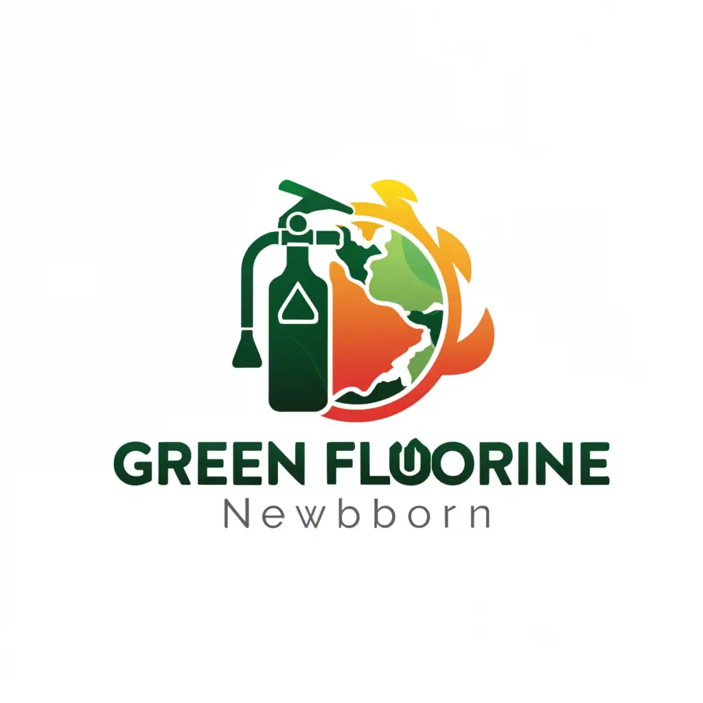 a logo design,with the text "Green Fluorine Newborn", main symbol:Fire extinguisher, Earth,Moderate,clear background