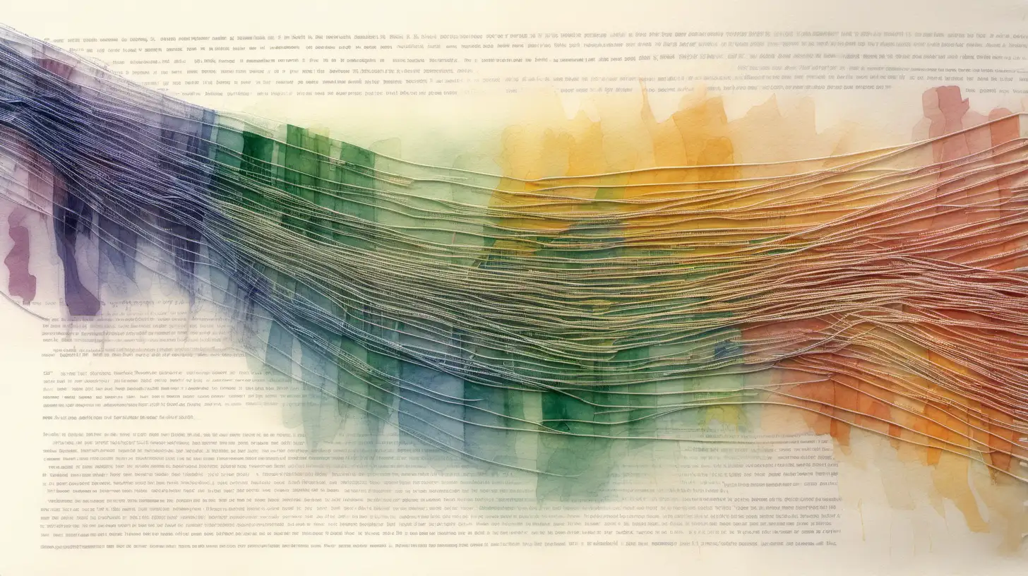 graphical watercolour painting, threads of data coming together to form a page on a computer screen