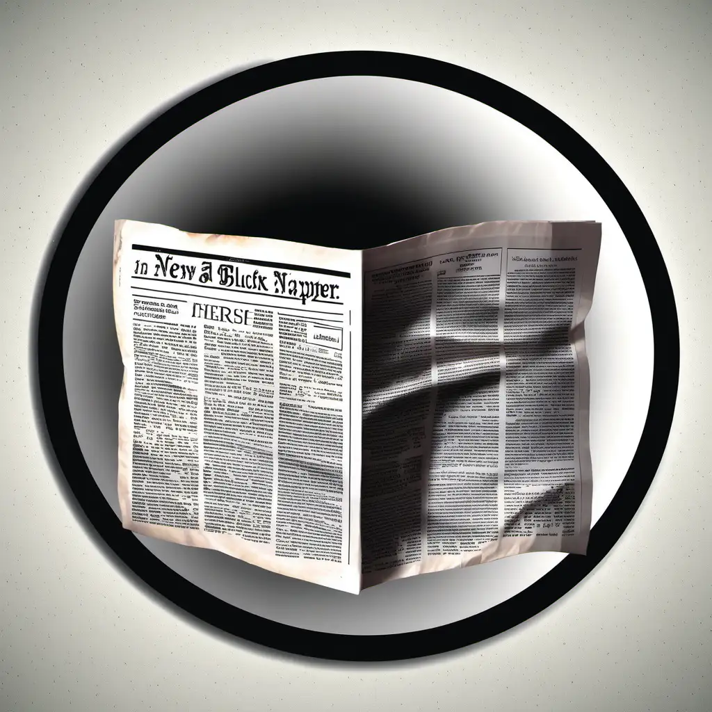 Circular Black Frame with Newspaper Print Design