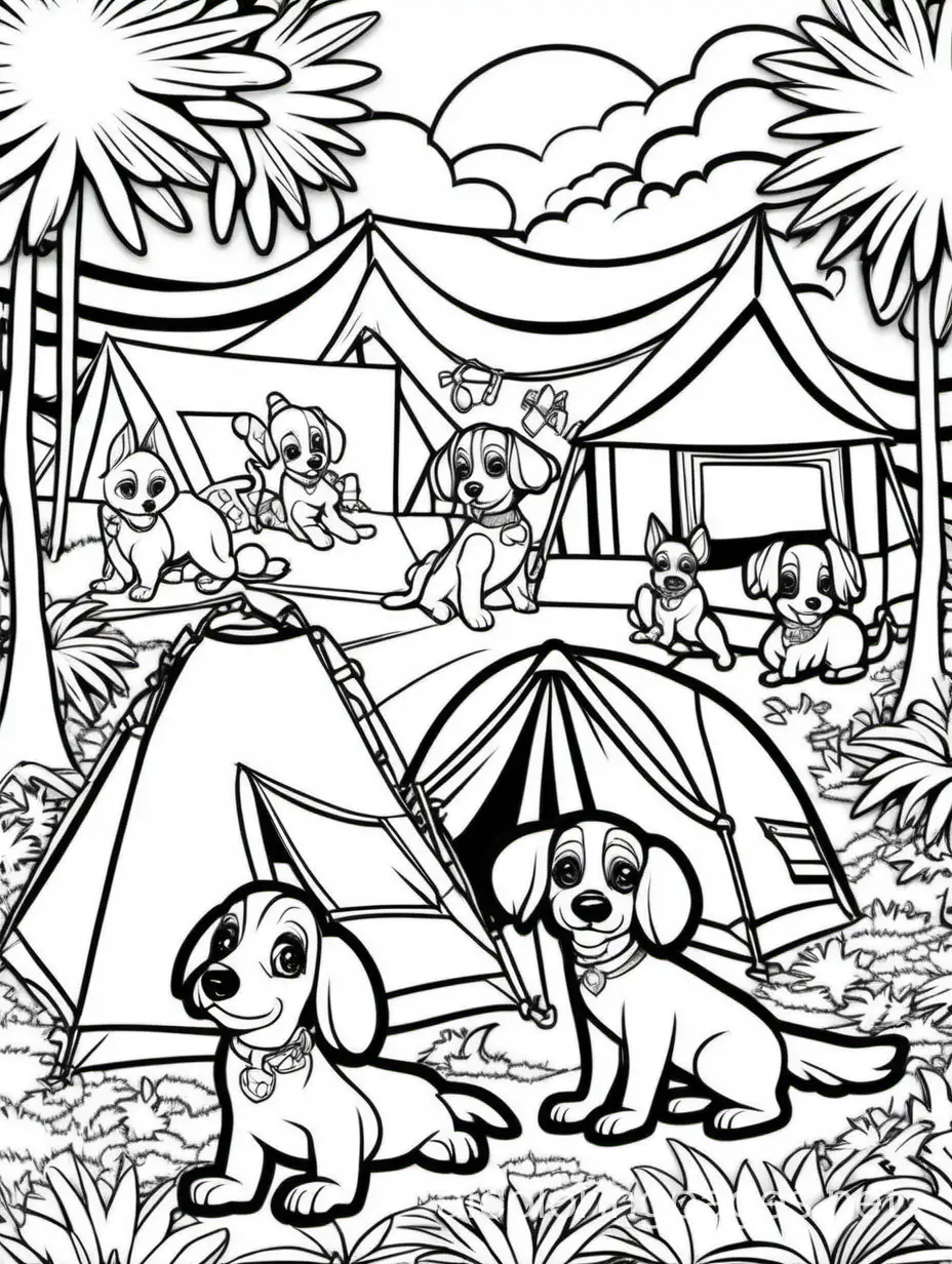 80s-Style-Lisa-Frank-Coloring-Page-Chihuahua-Dogs-Camping-Adventure