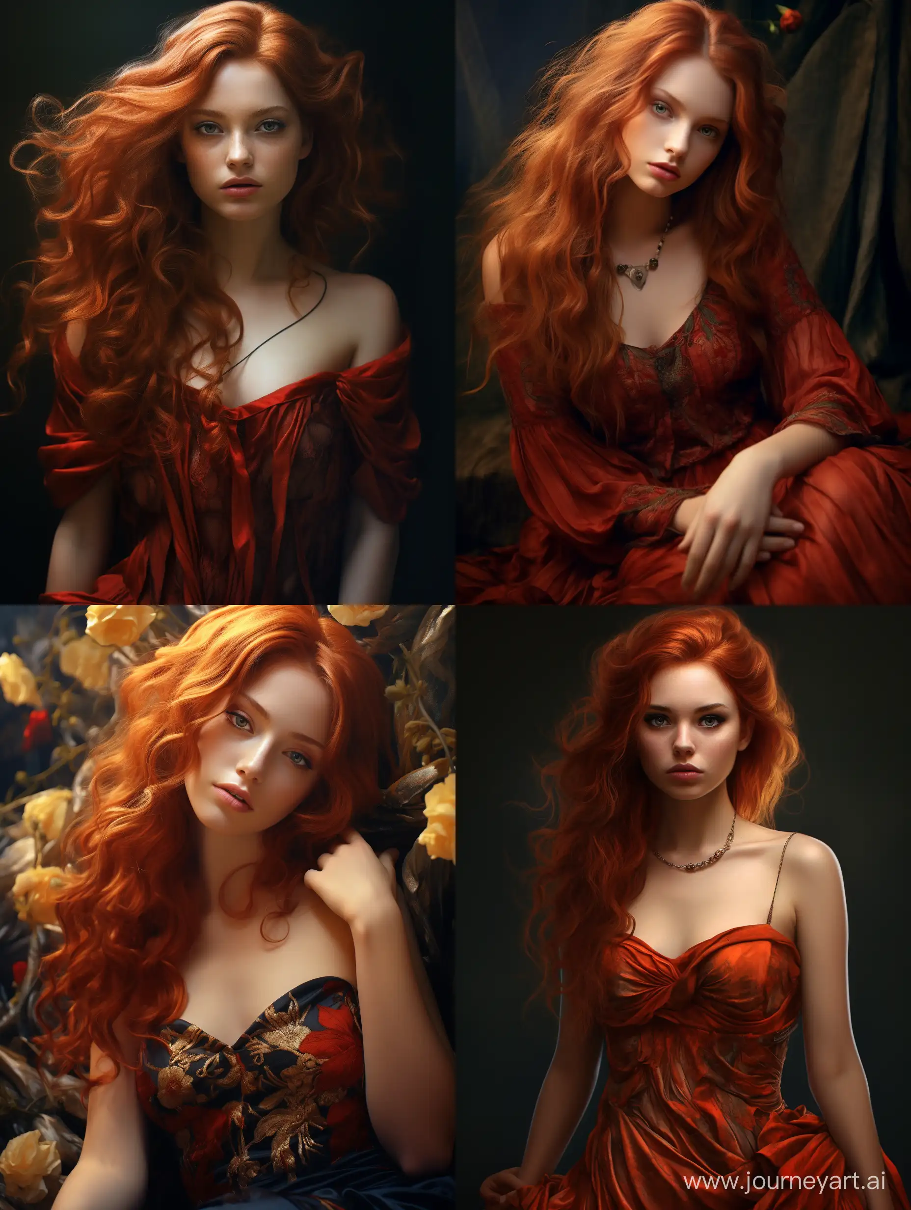 Elegant-RedHaired-Woman-in-Stunning-Dress-HighDefinition-Detailed-Portrait