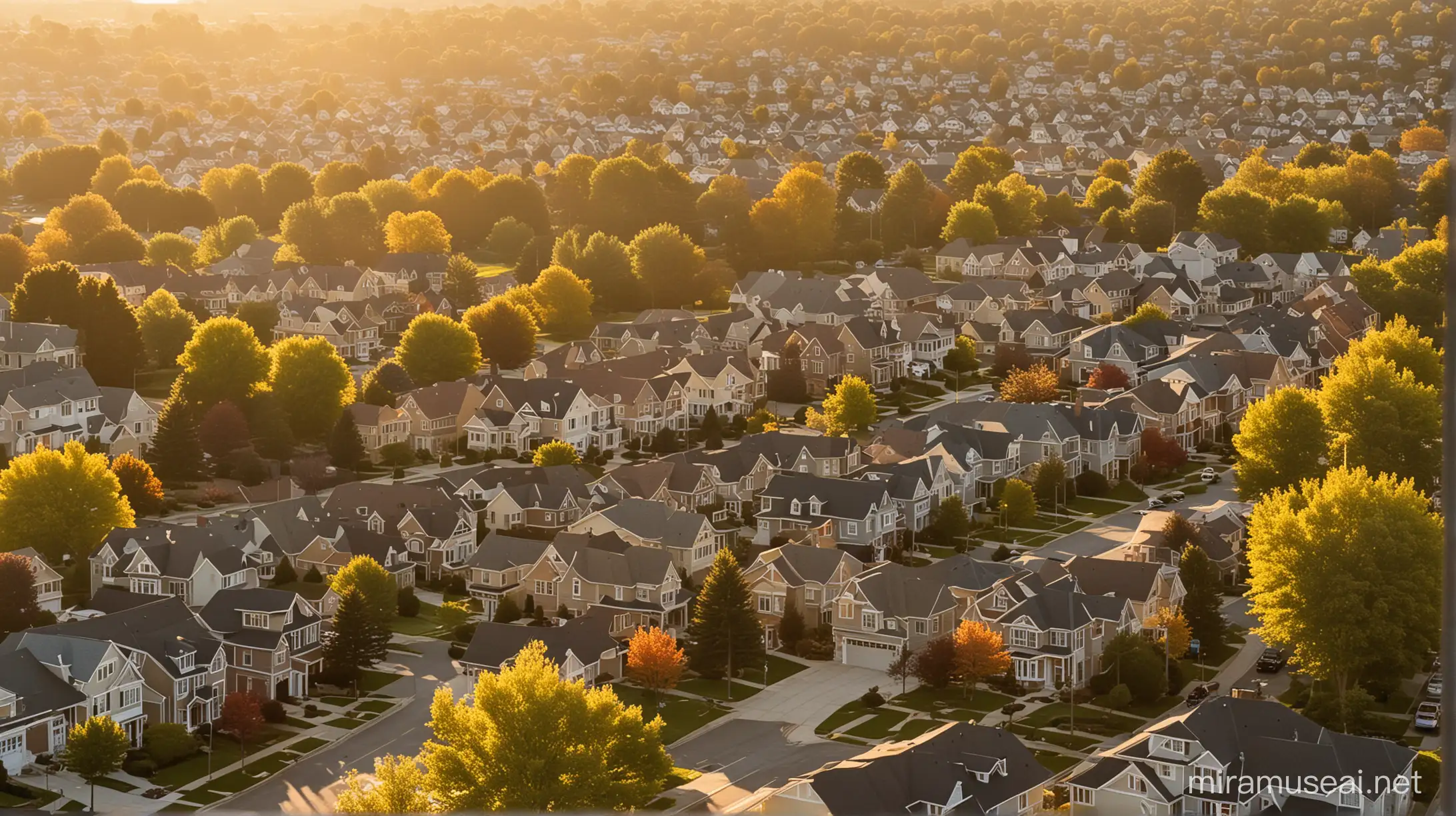 Sunset Family Bonding in a Serene Suburban Neighborhood