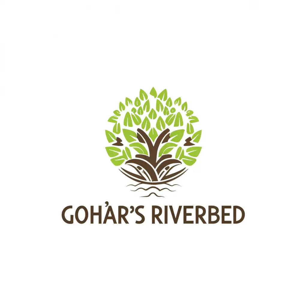 a logo design,with the text "Gohar's riverbed", main symbol:Sapling,complex,clear background