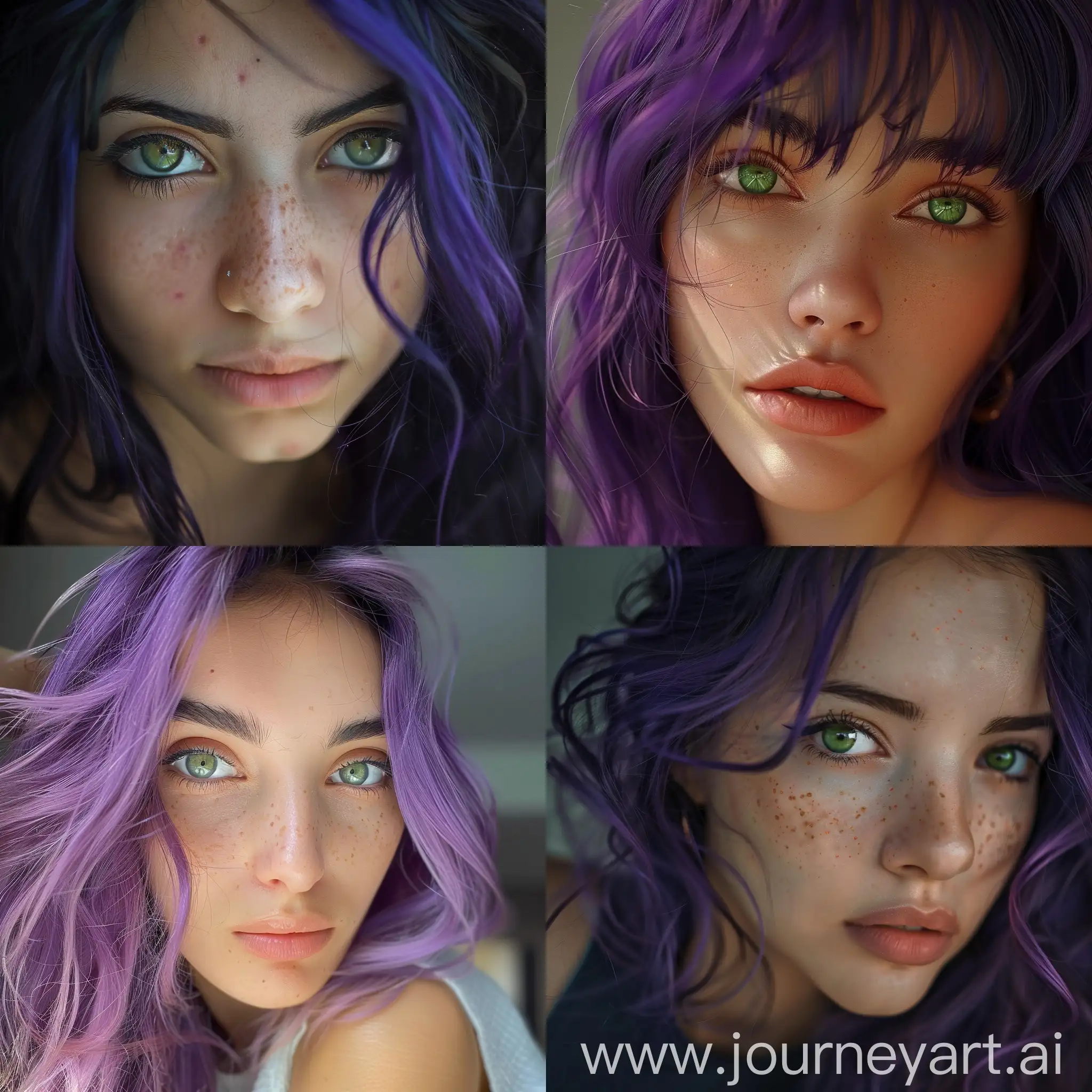 green eyes iranian girl with purple hair