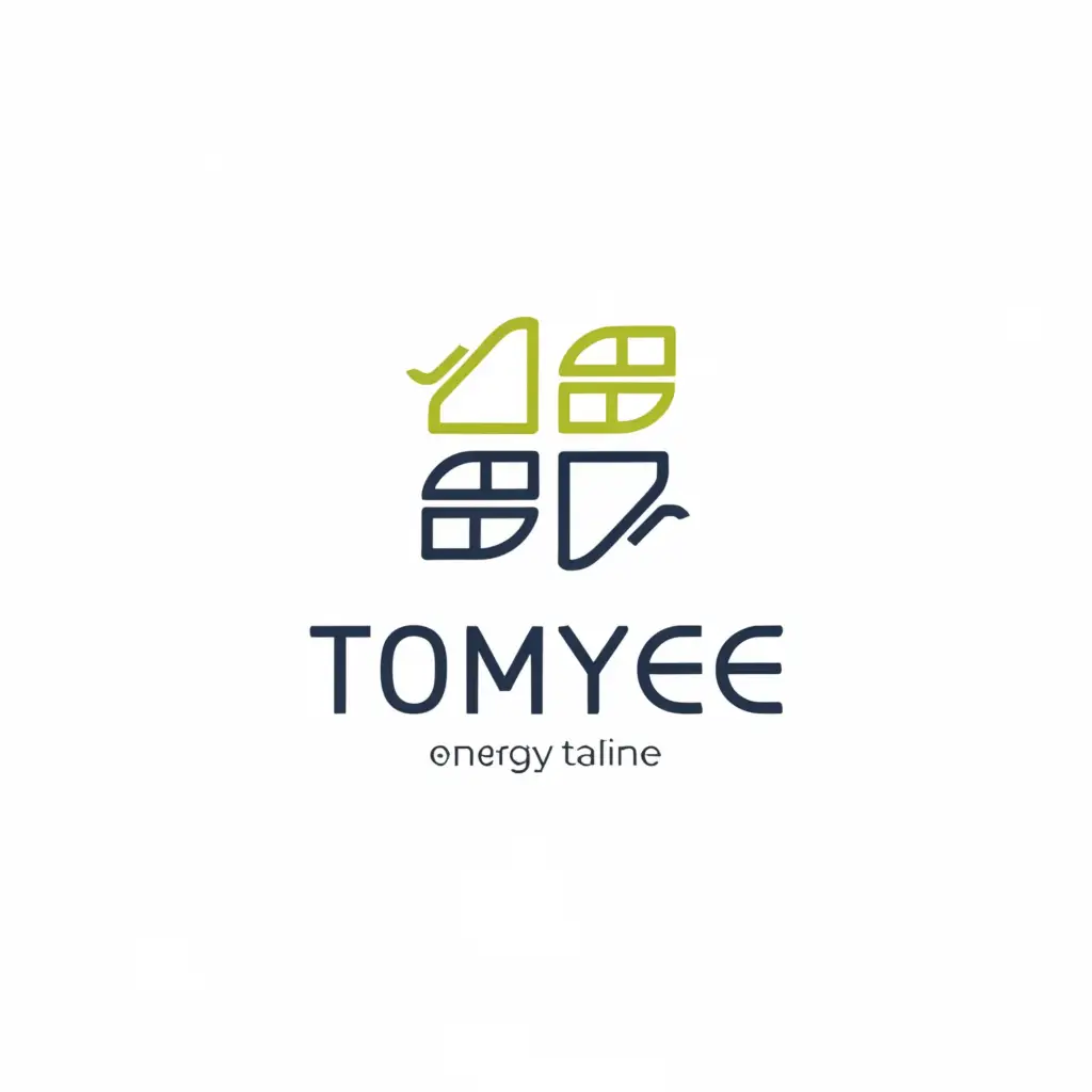a logo design,with the text "tomyee", main symbol:a logo design,with the text 'tomye', main symbol:a hybrid renewable energy generation machine that mixes solar and wind energy for households hat can be used on balconies and apartments,Minimalistic,white clear background,Moderate,clear background