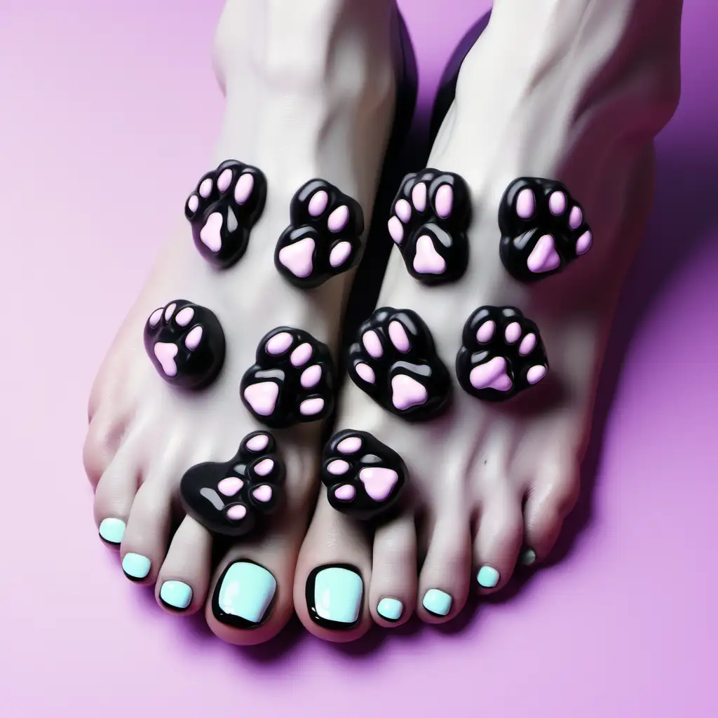 cute paw toe beans pastel goth style
