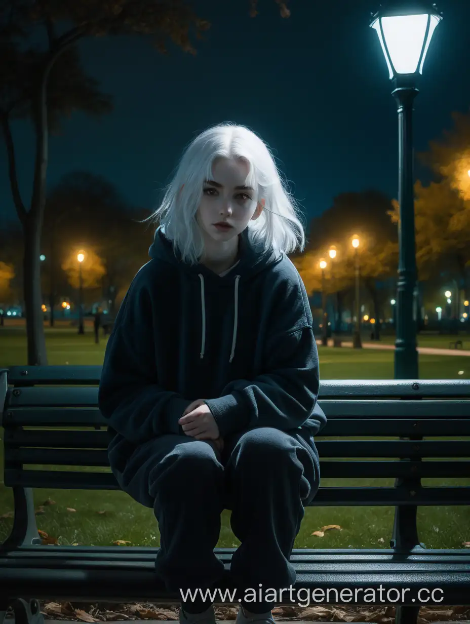 Lonely-Girl-in-Dark-Park-at-Night