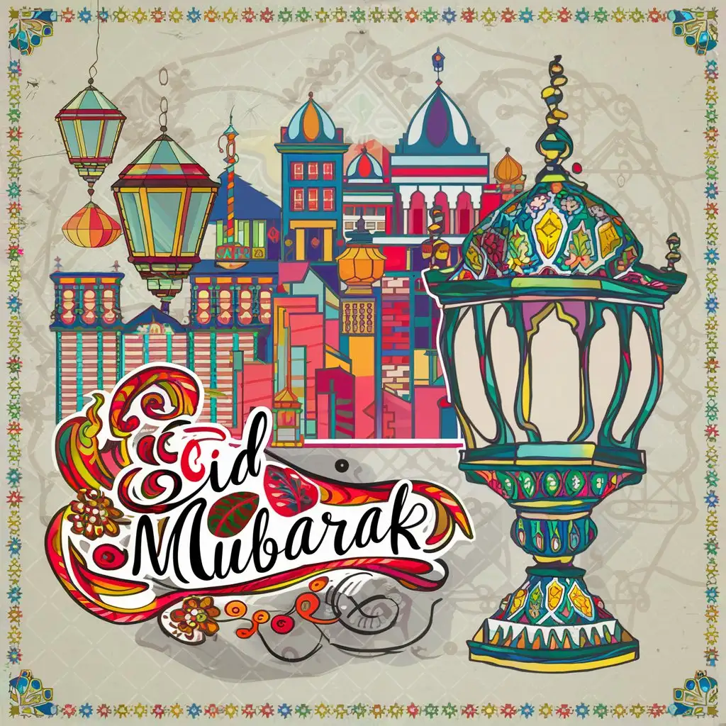 I want a design for Eid Mubarak with Moroccan traditions
