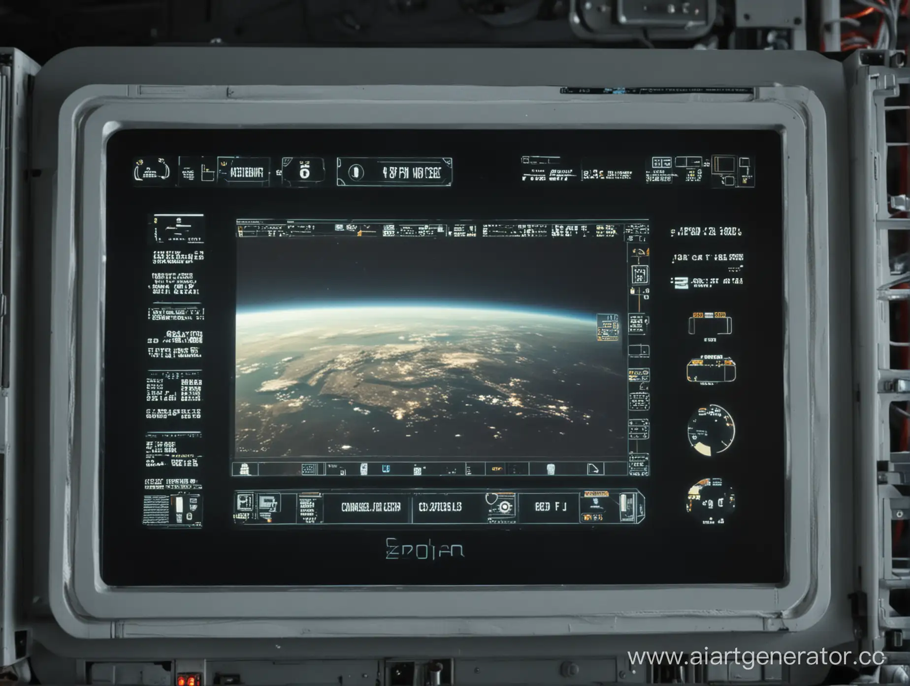 The monitor screen on the spaceship