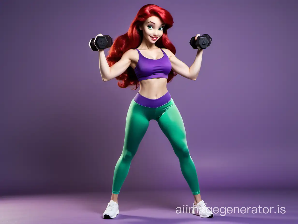 Modern-Ariel-in-Sportswear-with-Dumbbells