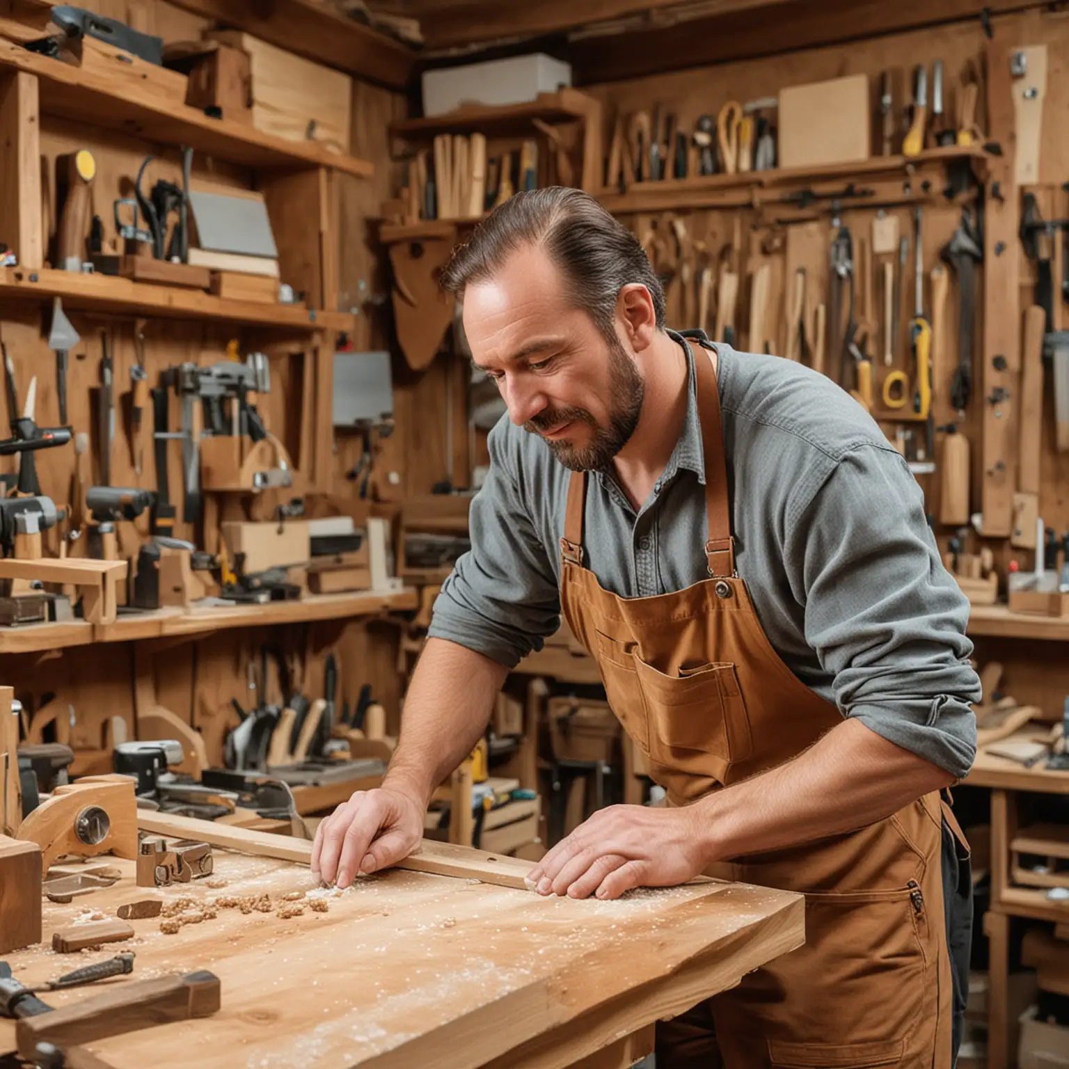 photo of a woodworker in his workshop