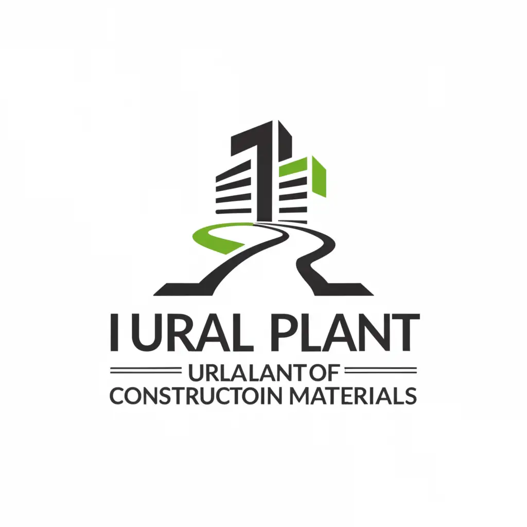 a logo design,with the text "ural plant of construction materials", main symbol:road,complex,be used in Construction industry,clear background