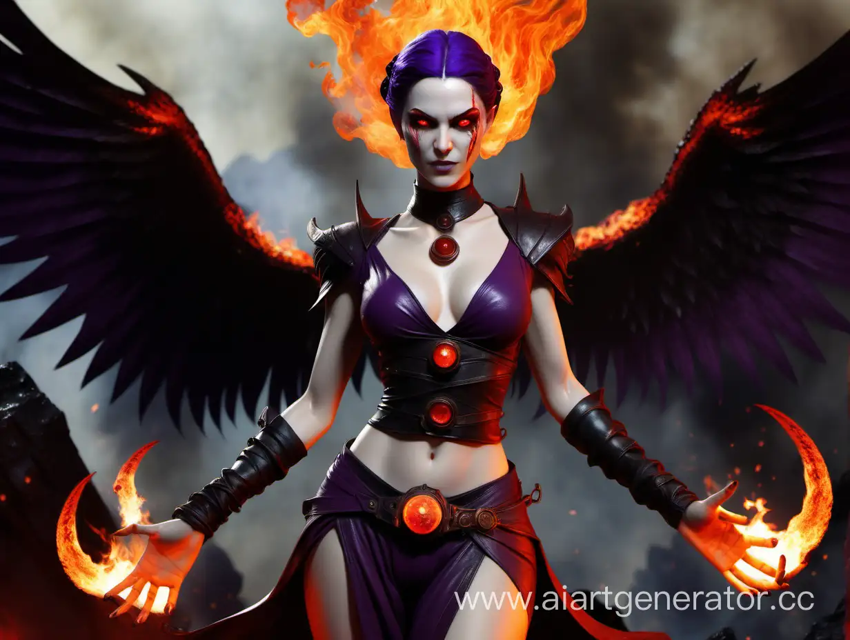 Duchess-Lilith-Avatar-of-Magic-Hovers-Over-Fiery-Lava-with-Phantom-Wings