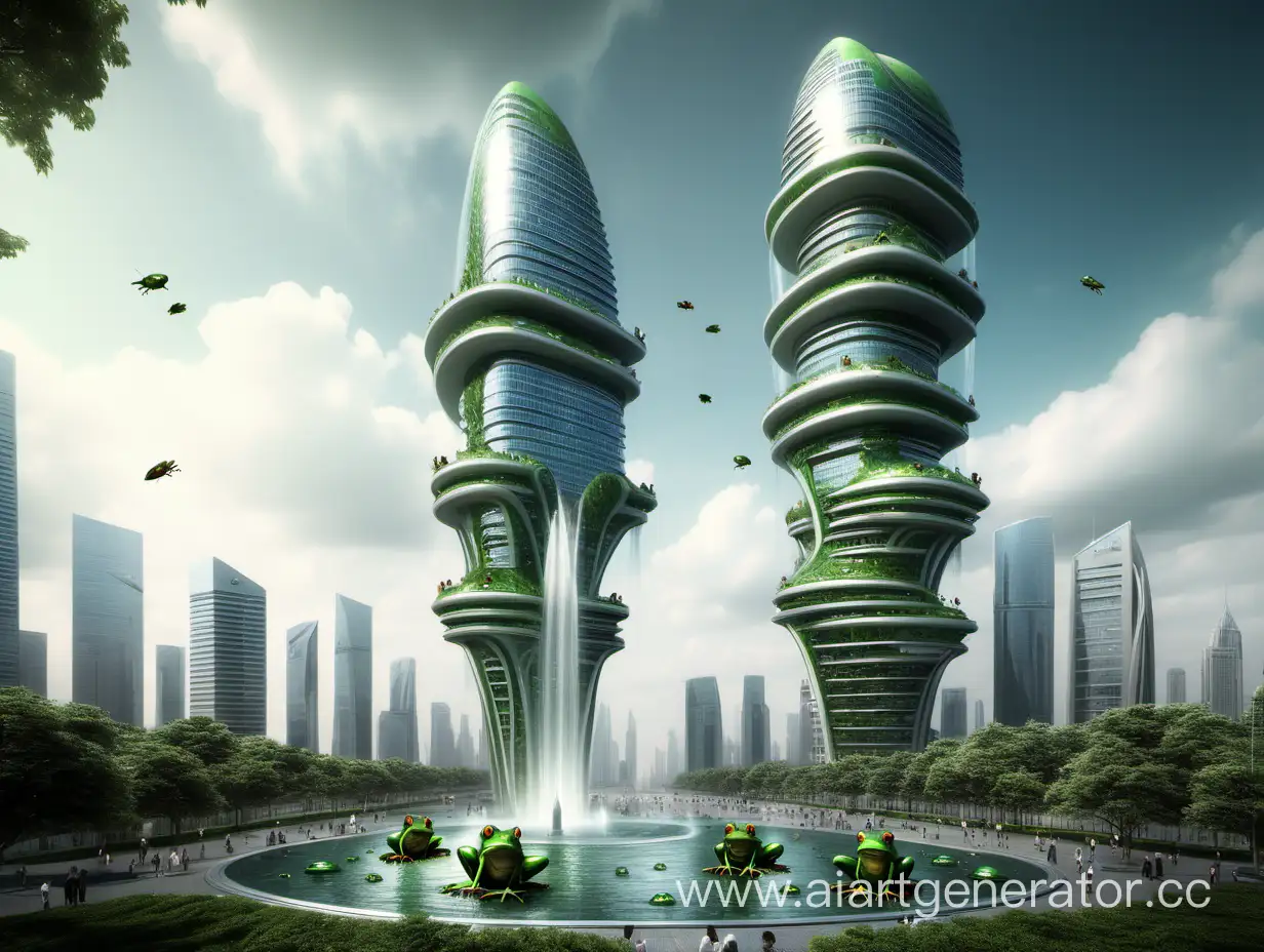 Futuristic-FrogInspired-Skyscraper-with-Serene-Fountain