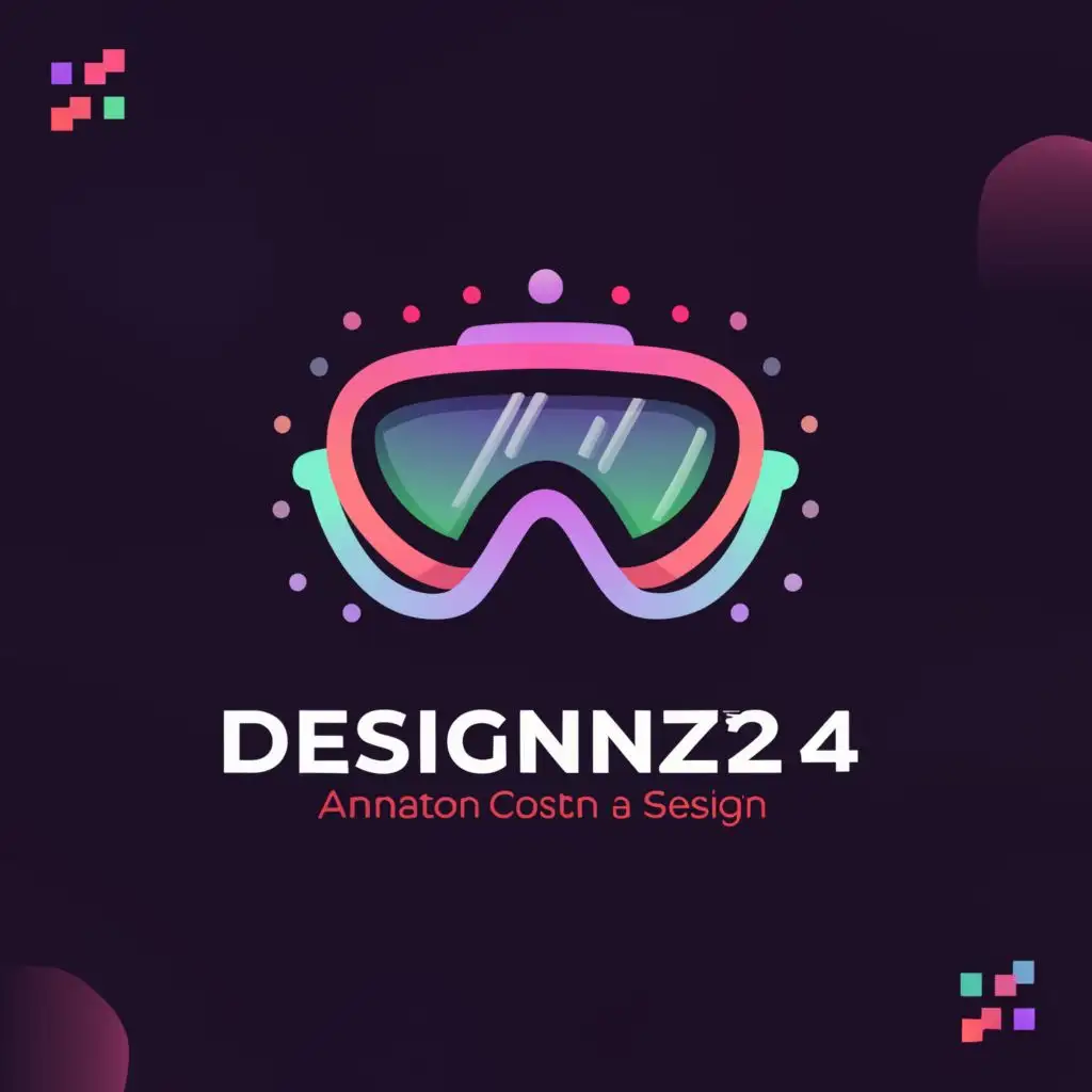 a logo design,with the text "DESIGNZIA'24", main symbol:AR/VR GLASS, DESIGN, ANIMATION, CARTOON,Moderate,be used in Events industry,clear background
