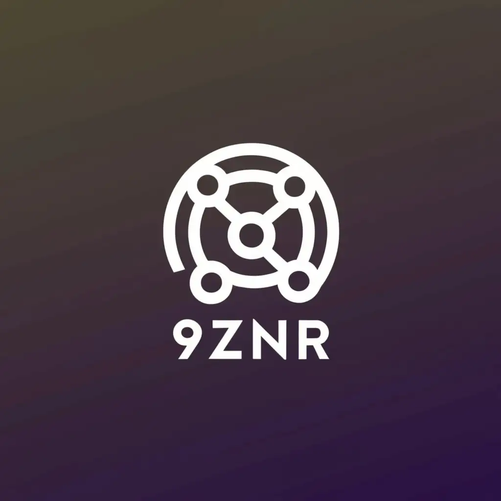 a logo design,with the text "9ZNR 

related to a guest wifi network portal logo. 9ZNR is the network name", main symbol:network,Minimalistic,be used in Technology industry,clear background