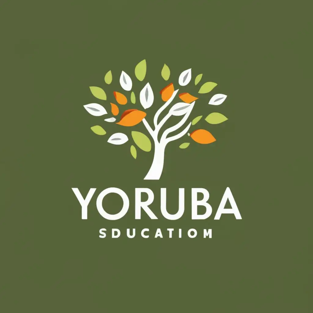 logo, A beautiful tree with fruits. Use colour earth brown and green. Tree should look like a book, with the text "Yoruba", typography, be used in Education industry